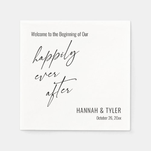 Happily Ever After Elegant Simple Typography Napkins
