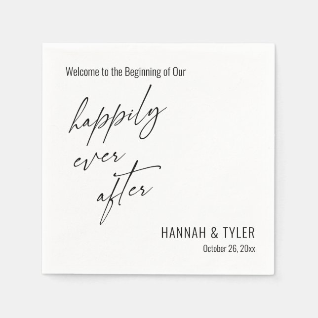 Happily Ever After Elegant Simple Typography Napkins (Front)