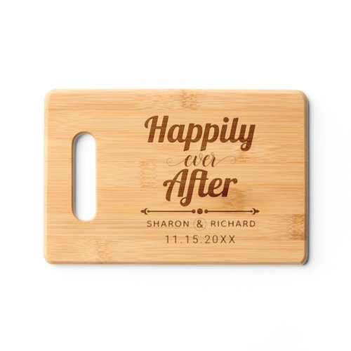 Happily ever after elegant typography wedding cutting board