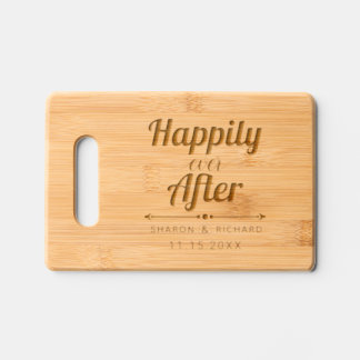 Happily ever after elegant typography wedding engraved cutting board