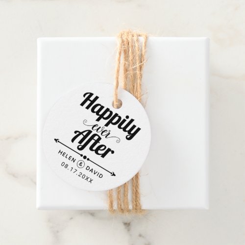 Happily ever after elegant typography wedding favor tags