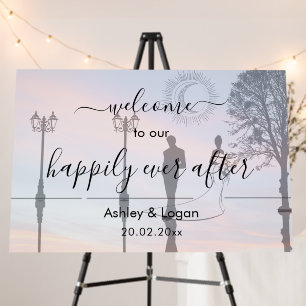 Happily ever after elegant wedding background foam board