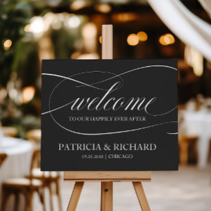 Happily Ever After Elegant Wedding Welcome Poster
