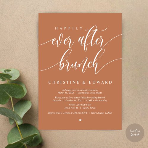 Happily Ever After Elopement Brunch Copper Rust Invitation