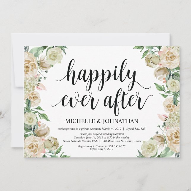 Happily ever after, Elopement Reception Invitation (Front)