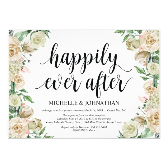 Happily Ever After Elopement Reception Invitation Zazzle Com