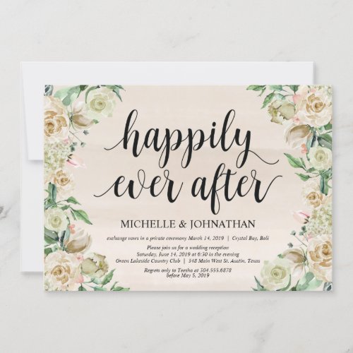 Happily ever after Elopement Reception Invitation