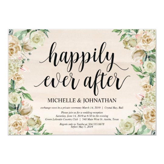 Happily Ever After Elopement Reception Invitation Zazzle Com