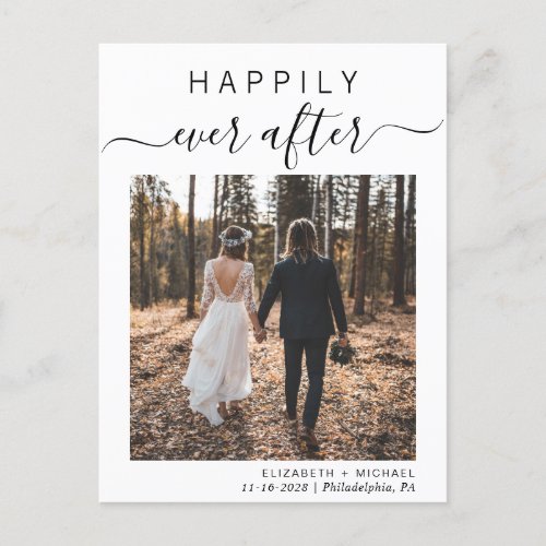 Happily Ever After Elopement Wedding Announcement Postcard
