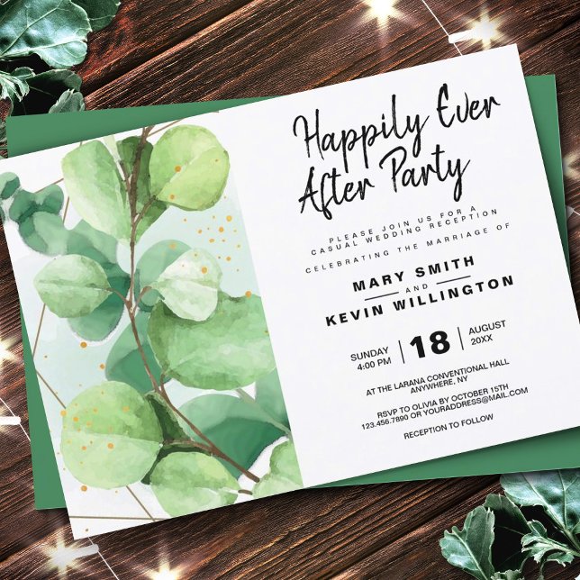 Happily Ever After - Eucalyptus Wedding Reception Invitation (Creator Uploaded)