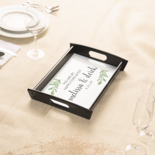 Happily Ever After Foliage Wedding Personalized Serving Tray