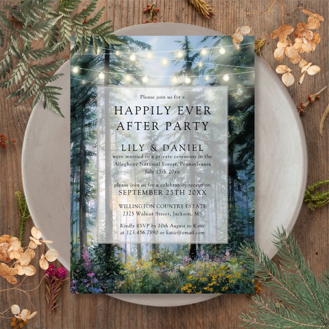 Happily Ever After Forest String Lights Wedding Invitation (Happily Ever After Forest String Lights Wedding Invitation)