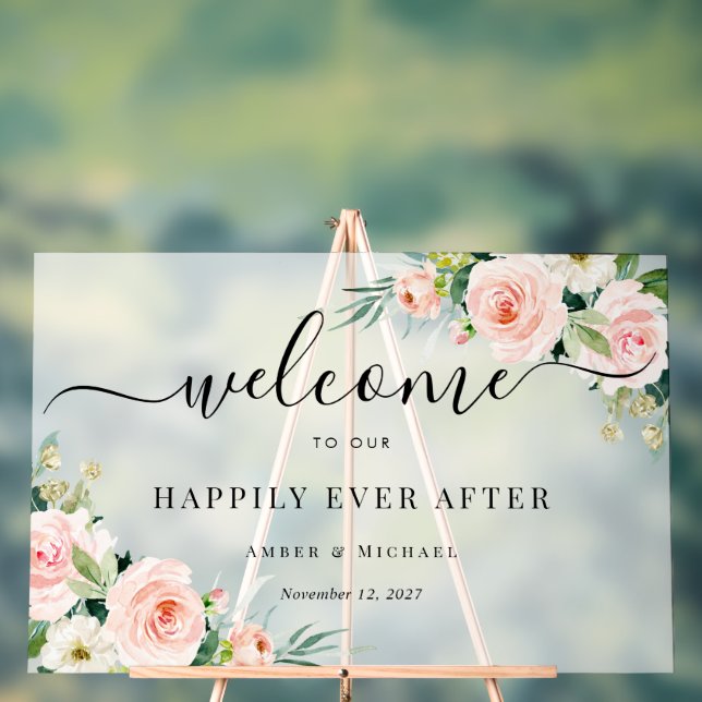 Happily Ever After Frosted Wedding Acrylic Sign (Neutral)