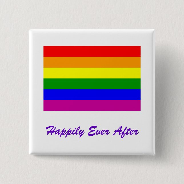 Happily Ever After/Gay Wedding Pinback Button (Front)