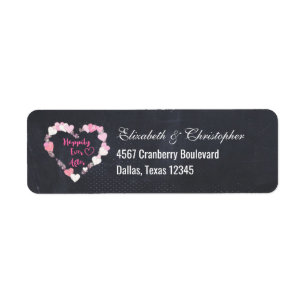 Happily Ever After Glittery Pink Hearts Label