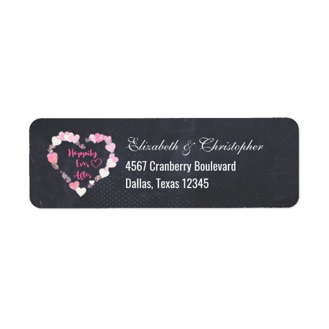 Happily Ever After Glittery Pink Hearts Label (Front)