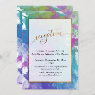 Happily Ever After Gold Colorful Artsy Reception Invitation