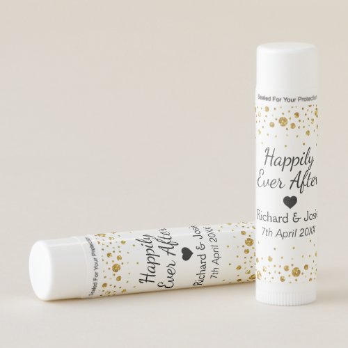 Happily Ever After Gold Confetti Wedding Favor Lip Balm