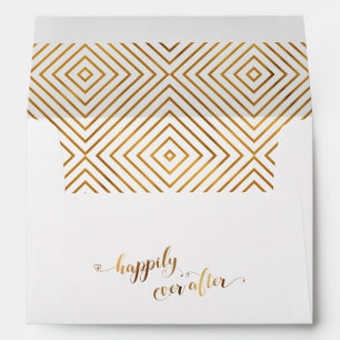 Happily Ever After Gold Hearts Script Personalized Envelope