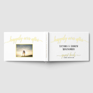 Happily Ever After Gold Script Photo Wedding Foil Guest Book