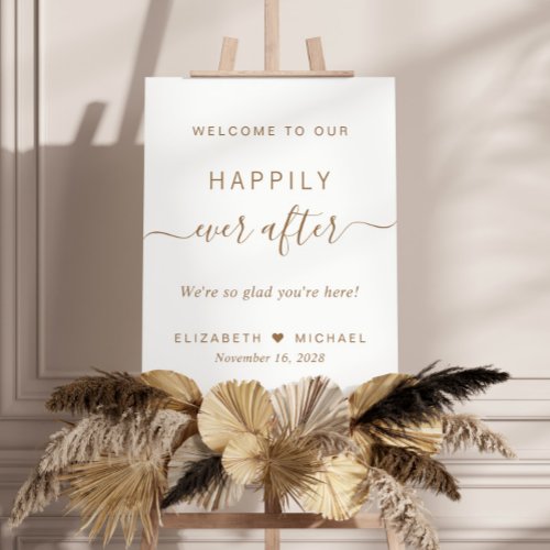 Happily Ever After Gold Script Wedding Welcome Foam Board