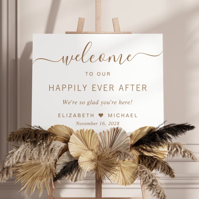 Happily Ever After Gold Script Wedding Welcome Foam Board (Creator Uploaded)