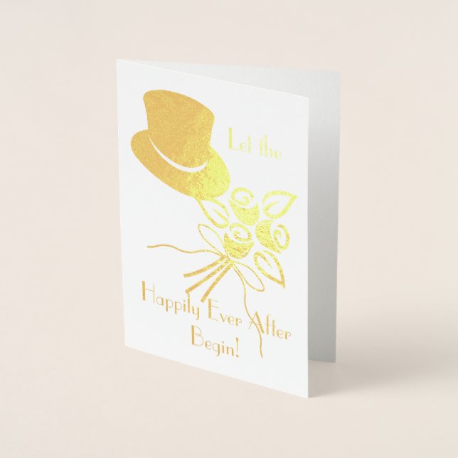 Happily Ever After Gold/Silver Wedding Congrats Foil Card (Front)