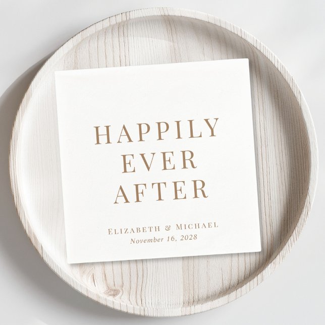 Happily Ever After Gold Typography Wedding Napkins (Creator Uploaded)