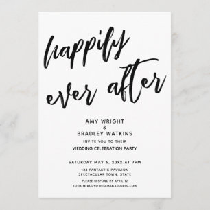 Happily Ever After Handwriting Wedding Reception Invitation