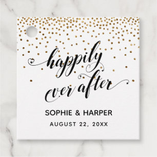 Happily Ever After Hearts and Gold Confetti Favor Tags