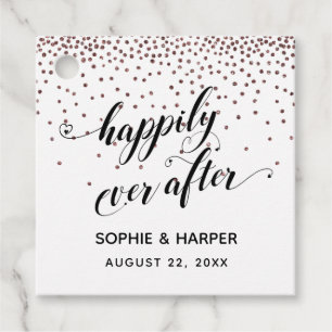 Happily Ever After Hearts and Rose Gold Confetti Favor Tags