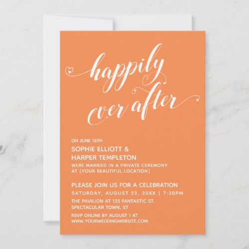Happily Ever After Hearts Orange Cream Reception Invitation