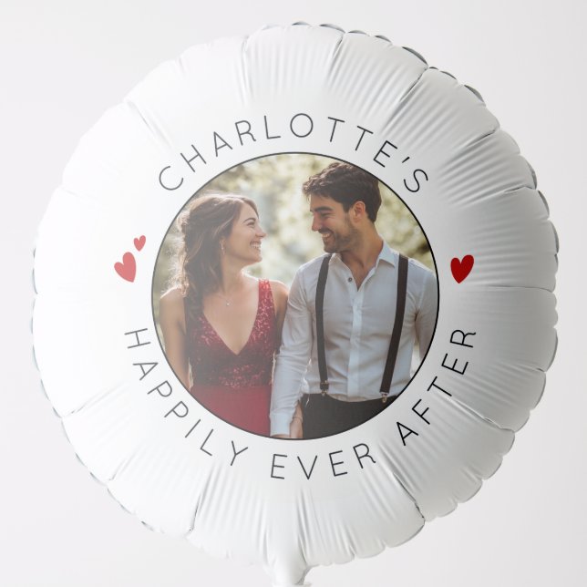 Happily ever after Hearts Photo Bridal shower Balloon (Front)