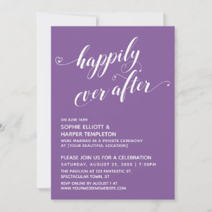 Happily Ever After Hearts Script Purple Reception Invitation