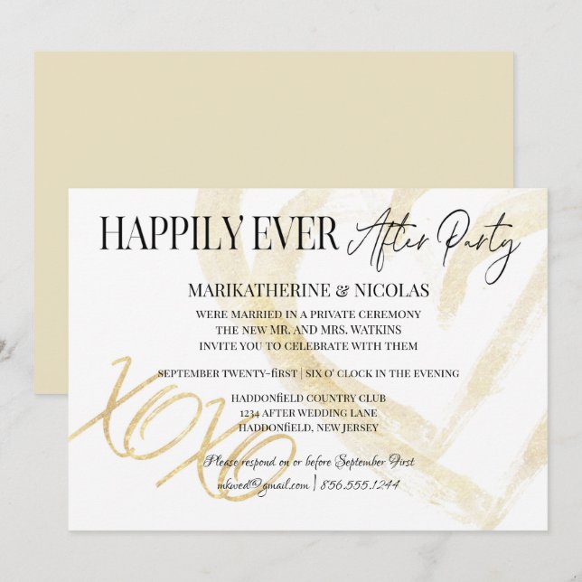 Happily Ever After Hugs & Kisses Wedding Party Invitation (Front/Back)