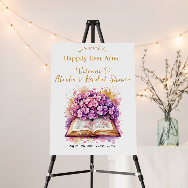 Happily Ever After Hydrangea Bridal Shower Foam Board (In Situ (Stand))