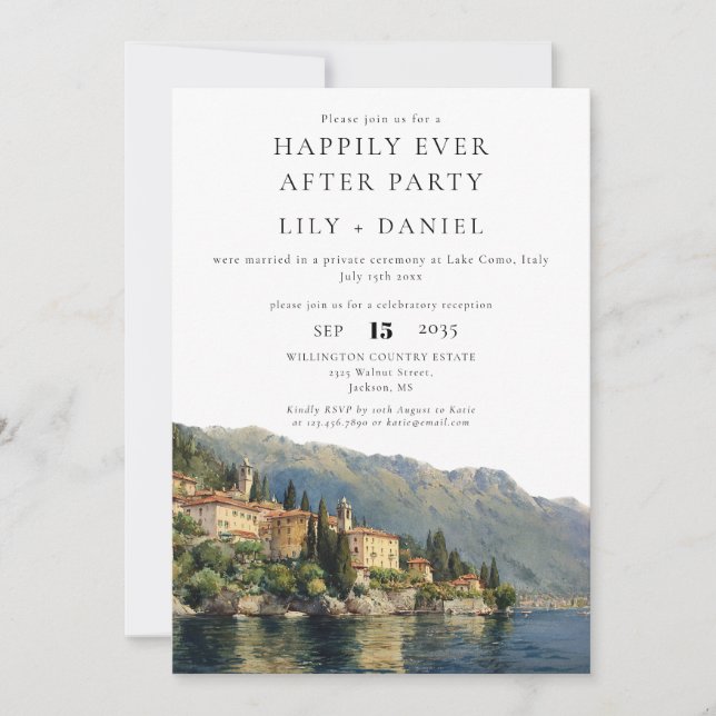 Happily Ever After Lake Como Italy Wedding Invitation (Front)