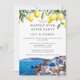 Happily Ever After Lemons Santorini Greece Wedding Invitation