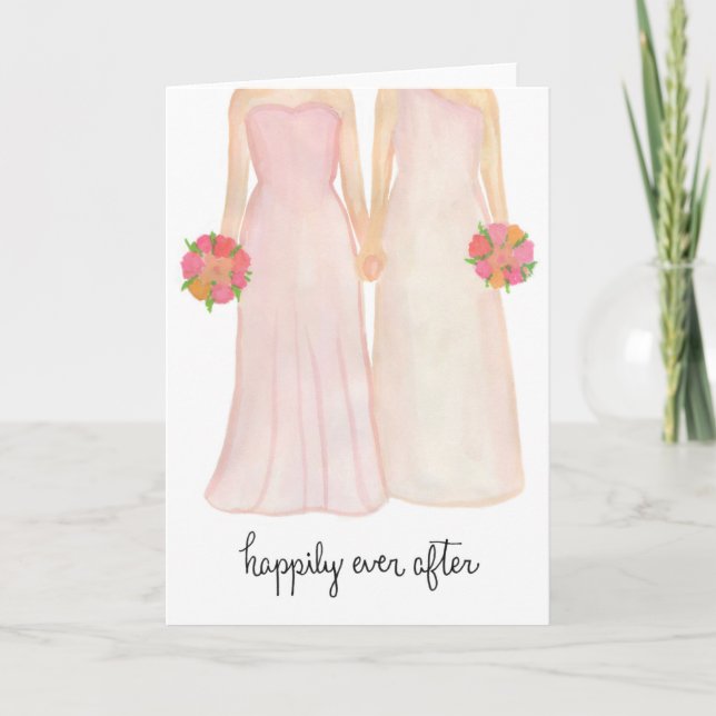 Happily Ever After Lesbian Couple greeting card (Front)