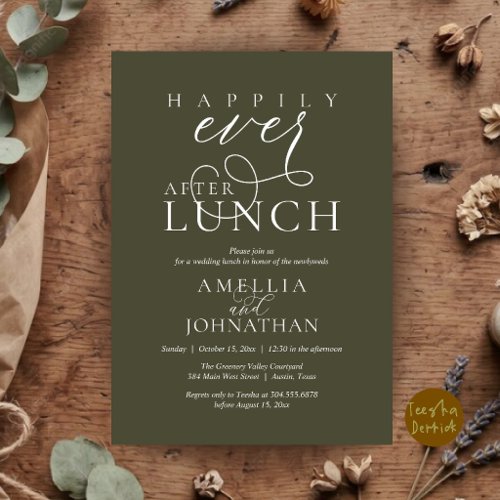 Happily Ever After Lunch Classy Wedding Elopement Invitation