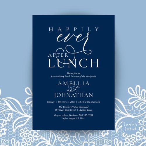 Happily Ever After Lunch Classy Wedding Elopement Invitation