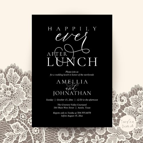 Happily Ever After Lunch Classy Wedding Elopement Invitation