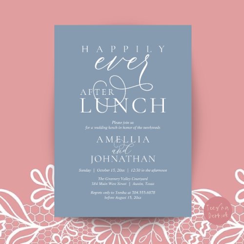 Happily Ever After Lunch Classy Wedding Elopement Invitation