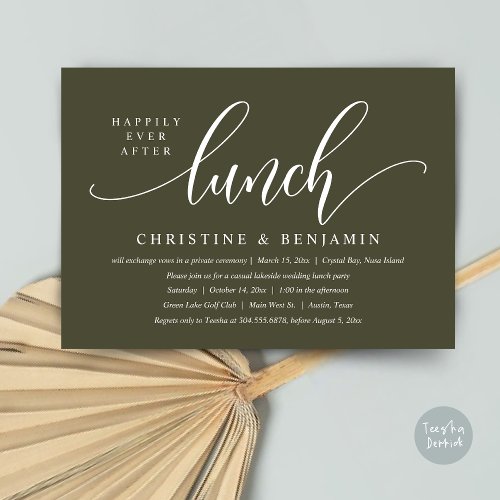 Happily Ever After Lunch Elopement Modern Script Invitation