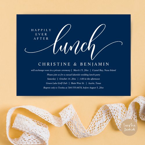 Happily Ever After Lunch Elopement Modern Script Invitation