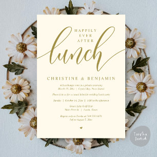 Happily Ever After Lunch, Elopement, Modern Script Invitation