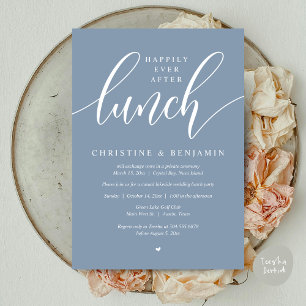 Happily Ever After Lunch, Elopement, Modern Script Invitation