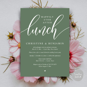 Happily Ever After Lunch, Elopement, Modern Script Invitation