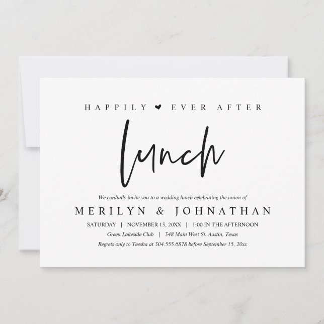 Happily Ever After Lunch Minimalist Wedding Party Invitation (Front)