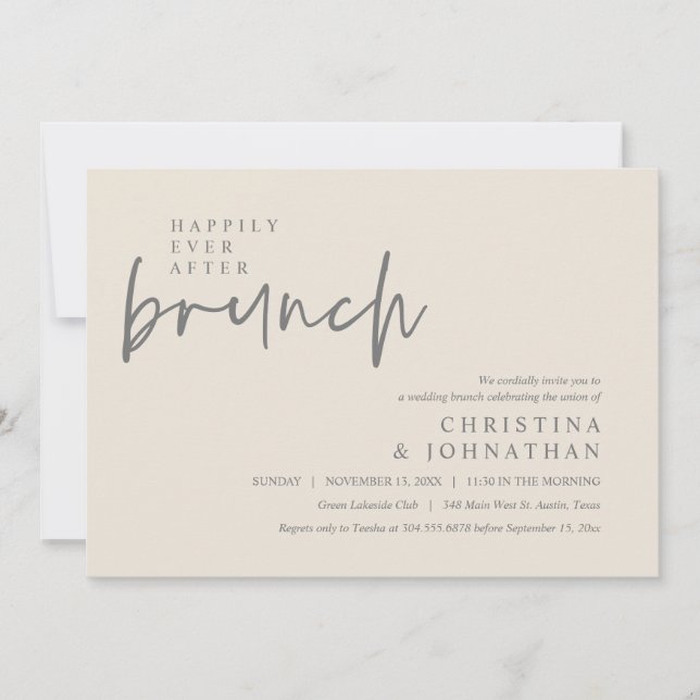 Happily Ever After Lunch Modern Wedding Party Invitation (Front)
